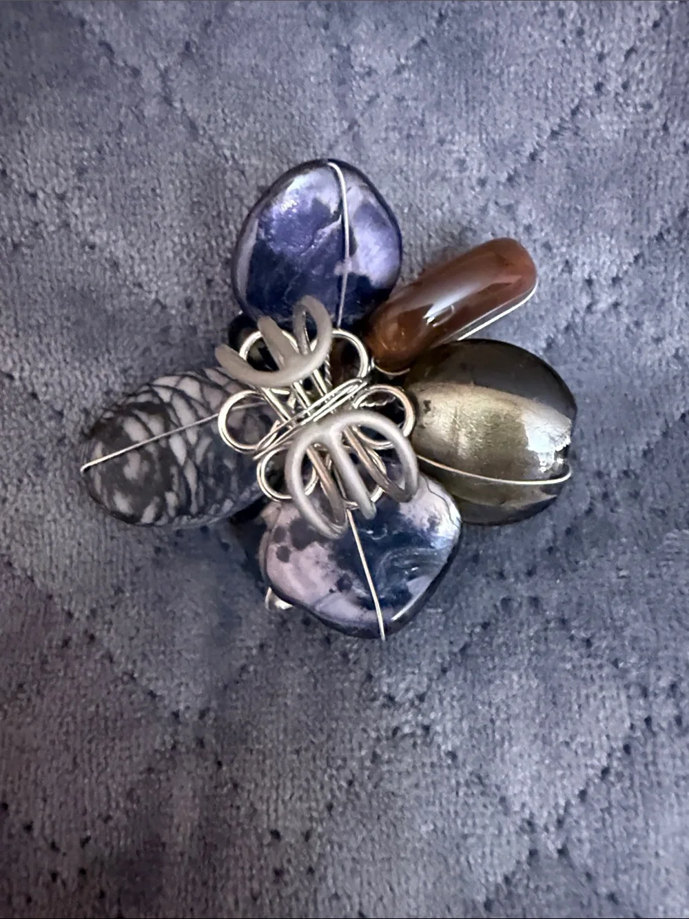 Handcrafted Black and Brown Floral Statement Ring